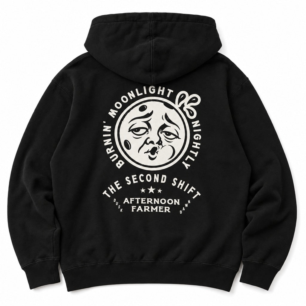 Burnin’ Moonlight Hoodie in Black, full back