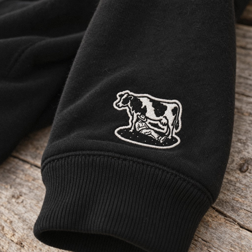 Burnin’ Moonlight Hoodie in Black, close-up wrist