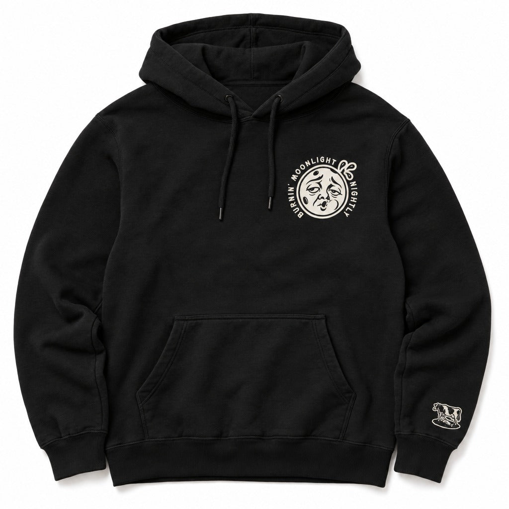 Burnin’ Moonlight Hoodie in Black, full front