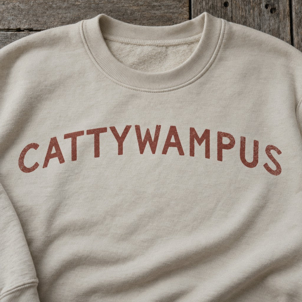 Cattywampus Crewneck in Bone, close-up front
