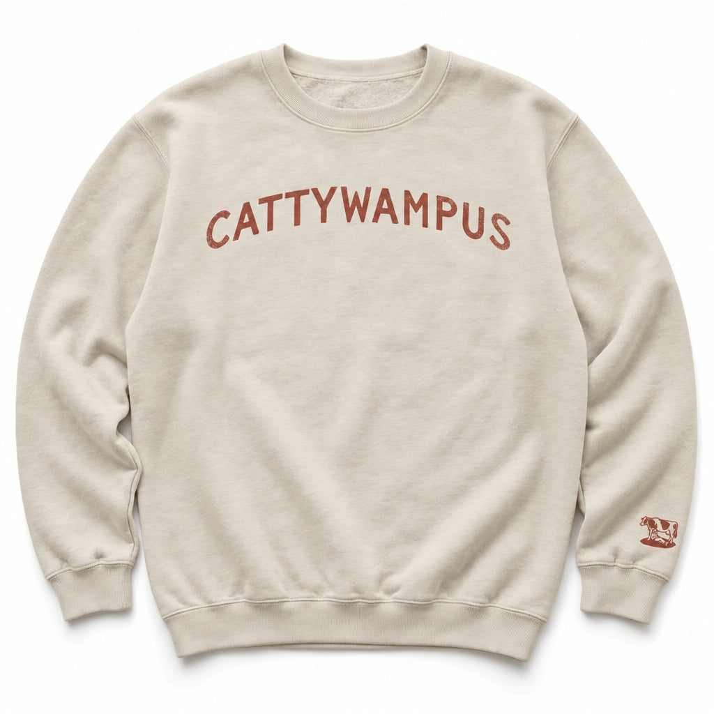 Cattywampus Crewneck in Bone, full front