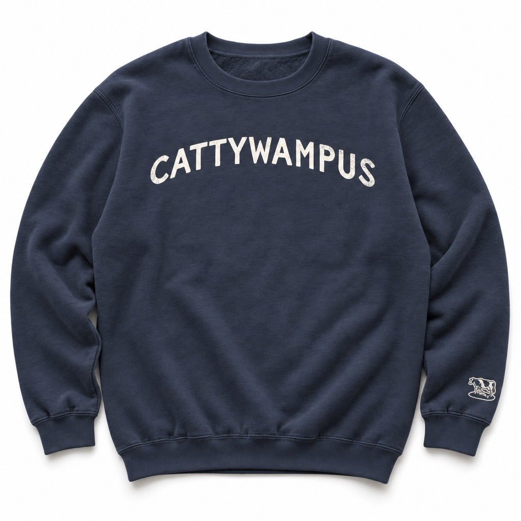 Cattywampus Crewneck in Navy Blazer, full front