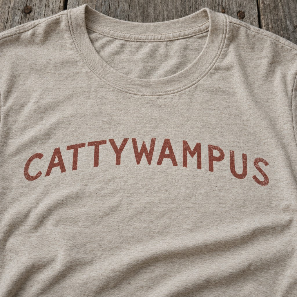 Cattywampus Tee in Heather Dust, close-up front