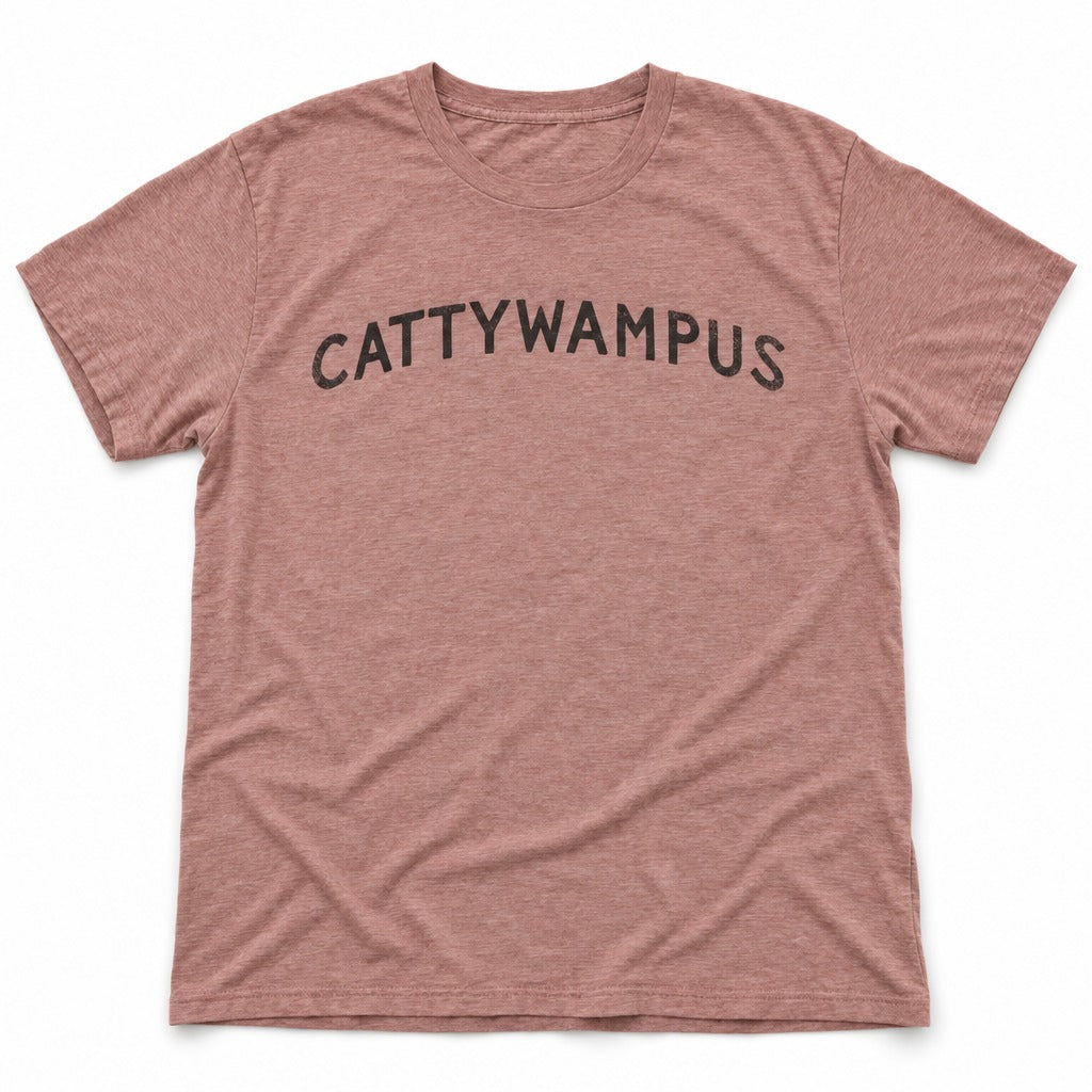 Cattywampus Tee in Heather Mauve, full front