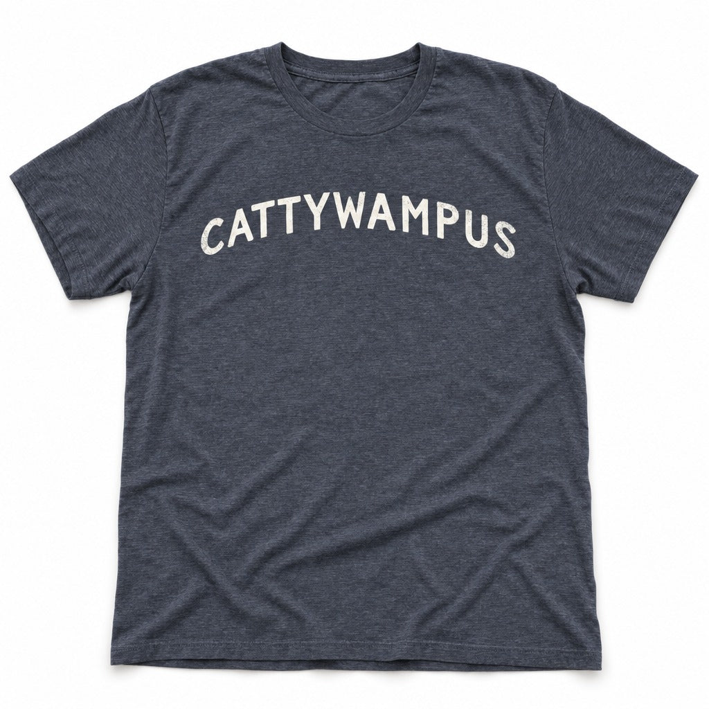 Cattywampus Tee in Heather Navy, full front