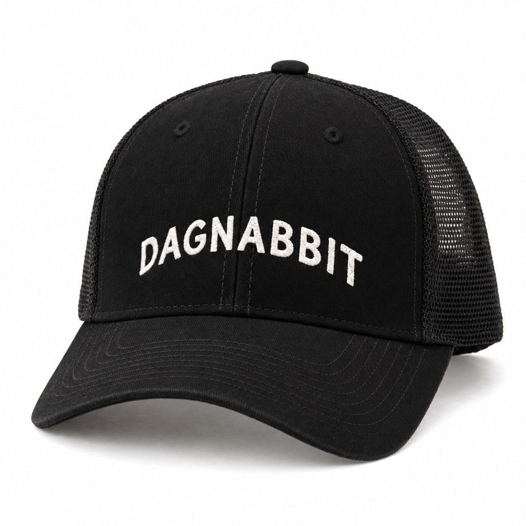 Dagnabbit Trucker Hat in Black, full front
