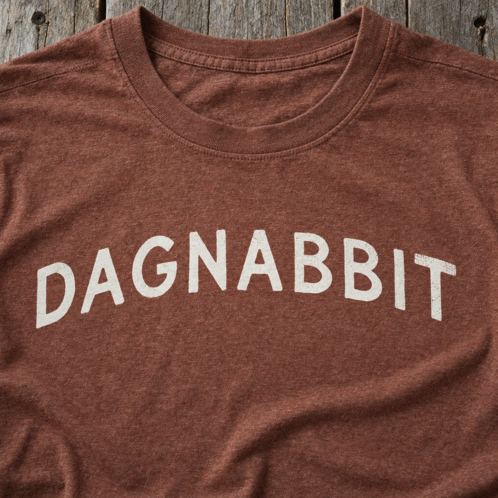 Dagnabbit Tee in Heather Clay, close-up front