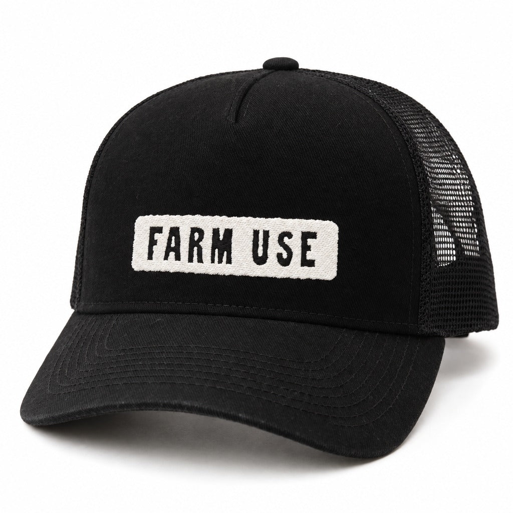Farm Use Trucker Hat in Black, full front