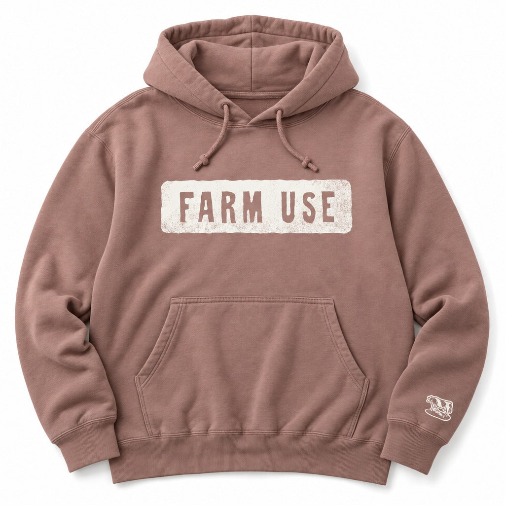 Farm Use Hoodie in Dusty Rose, full front