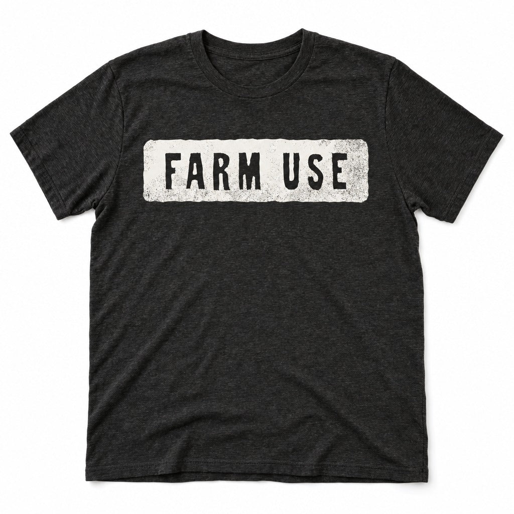 Farm Use Tee in Black Heather, full front
