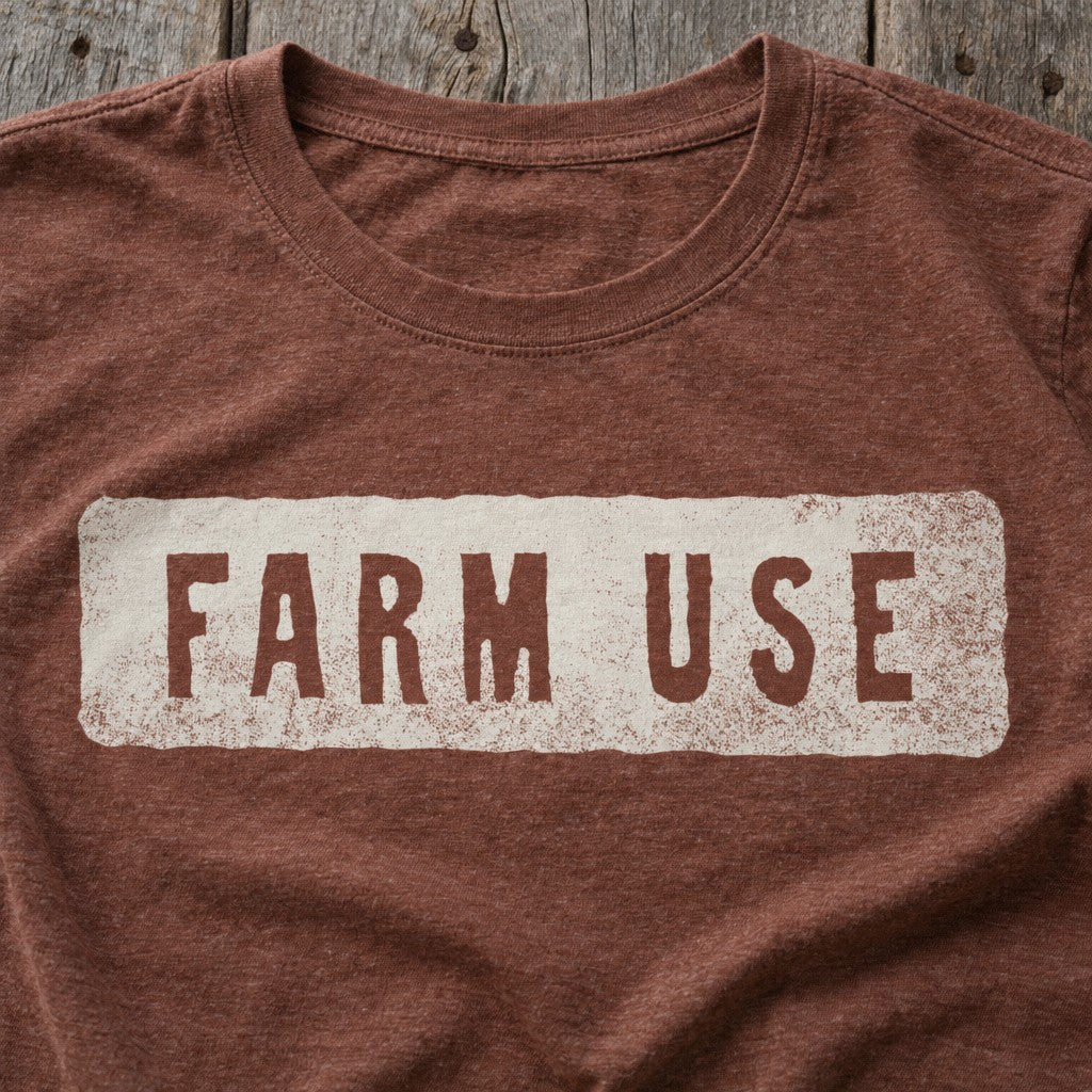 Farm Use Tee in Heather Clay, close-up front