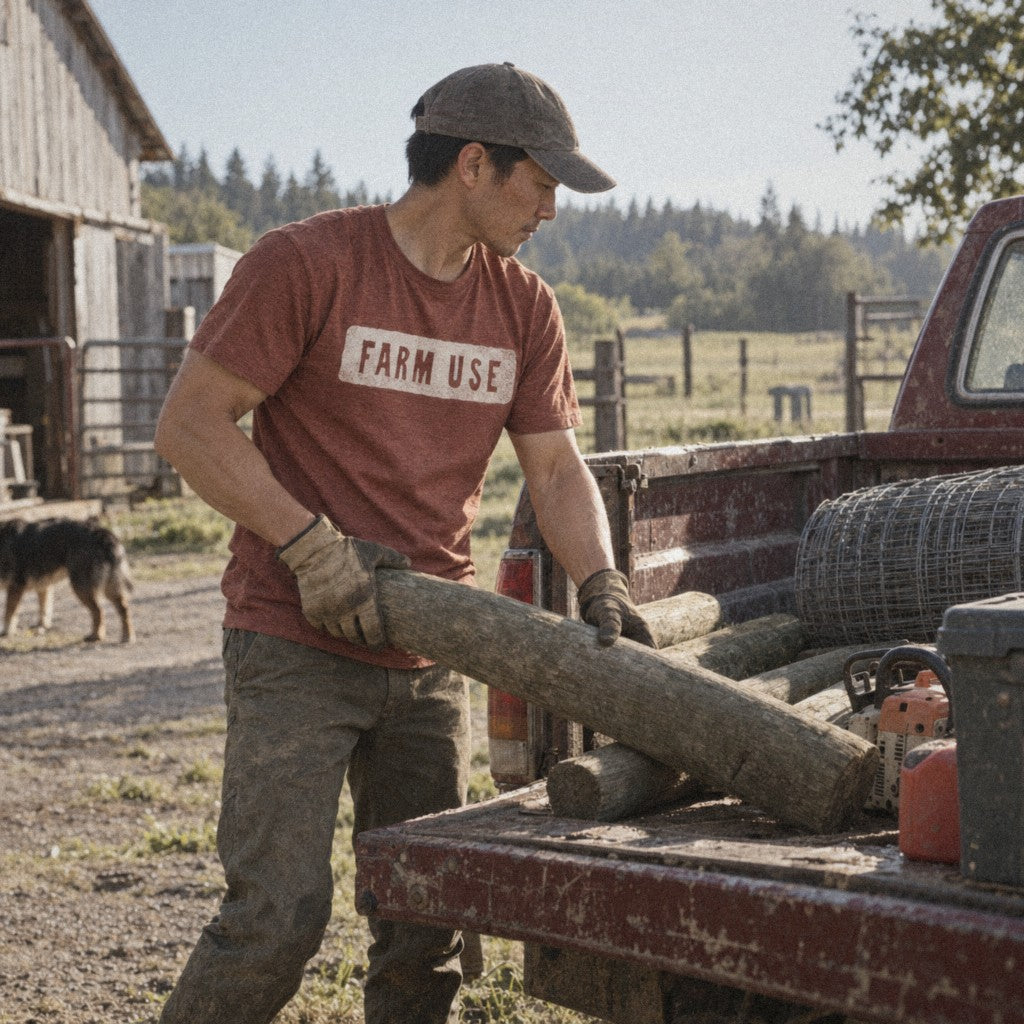 Farm Use Tee in Heather Clay, Saturday to-do list
