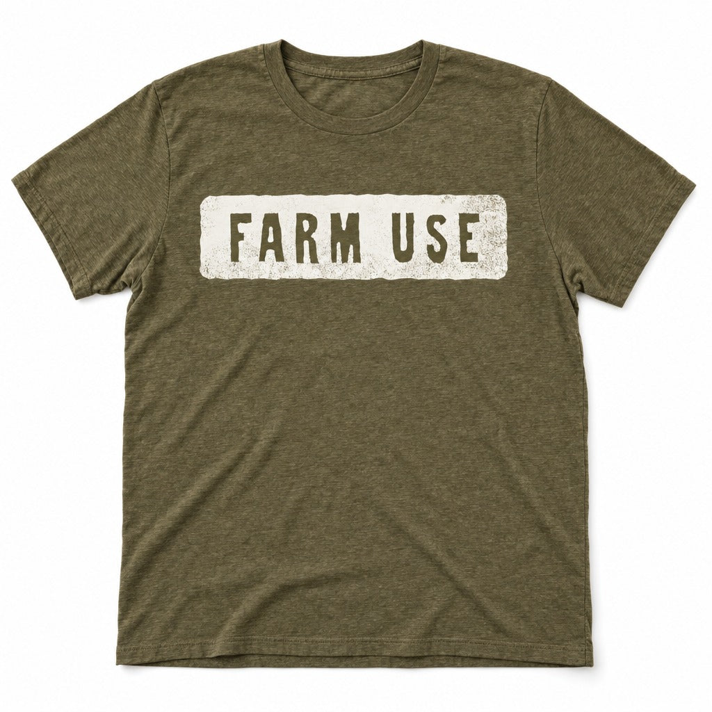 Farm Use Tee in Heather Olive, full front