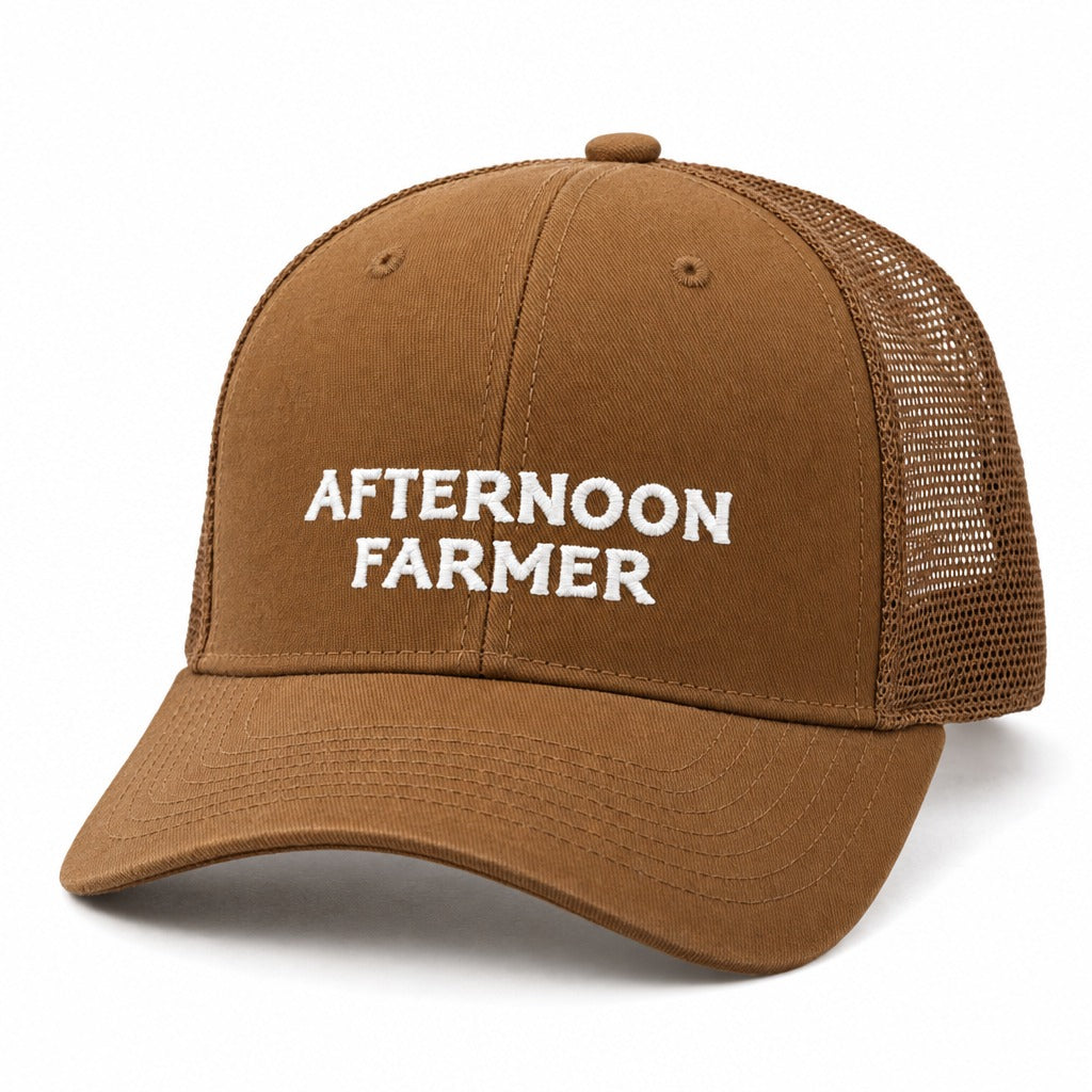 Afternoon Farmer Trucker Hat in Caramel, full front