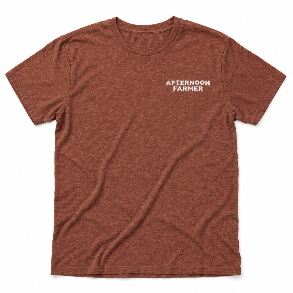 Afternoon Farmer Logo Tee in Heather Clay, full front