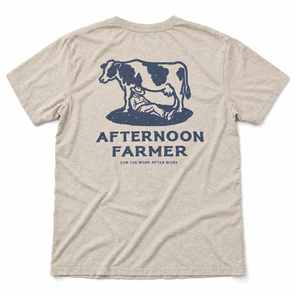 Afternoon Farmer Logo Tee in Heather Dust, full back