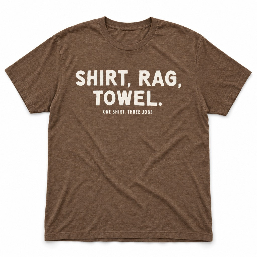Shirt. Rag. Towel. Tee in Heather Brown, full front