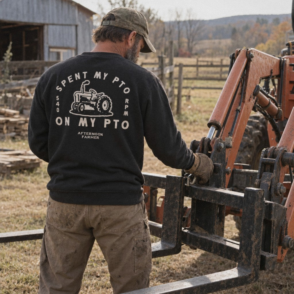 Spent My PTO on My PTO Crewneck in Black, putting the forks on