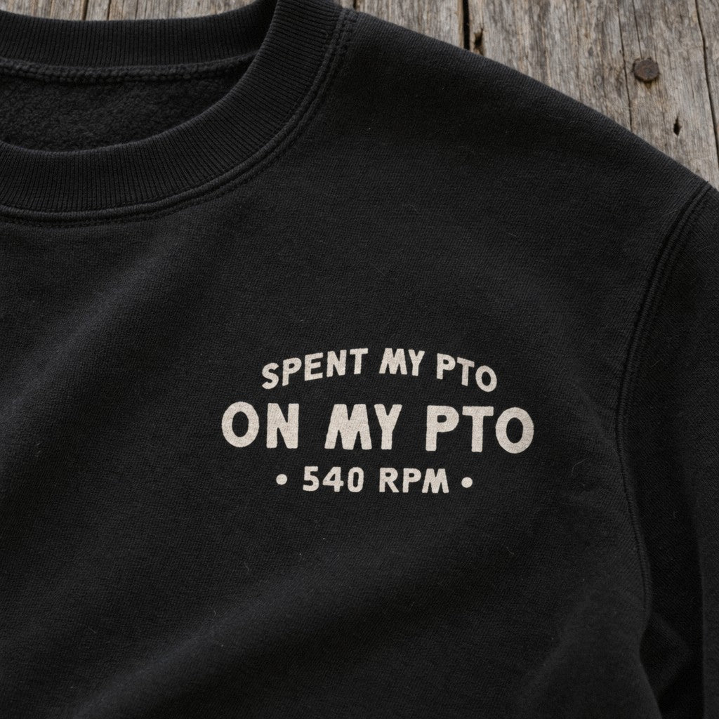 Spent My PTO on My PTO Crewneck in Black, close-up front