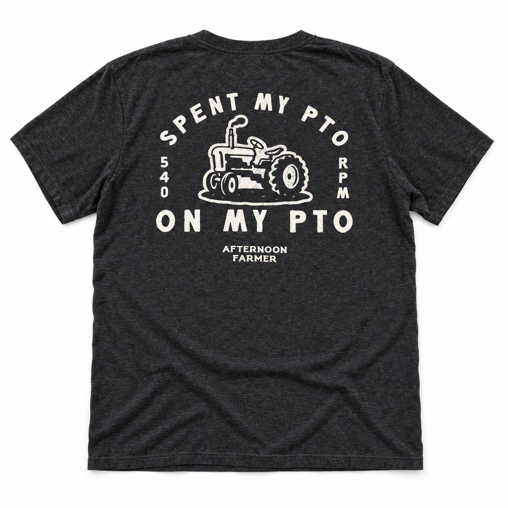 Spent My PTO on My PTO Tee in Black Heather, full back