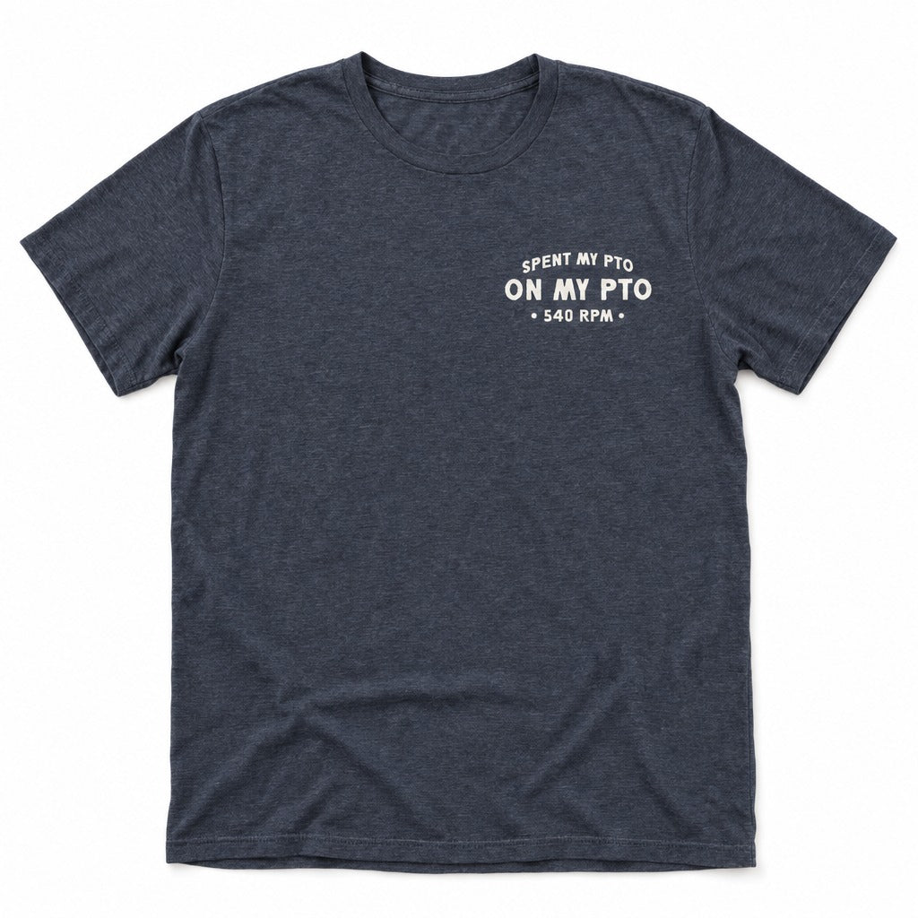 Spent My PTO on My PTO Tee in Heather Navy, full front