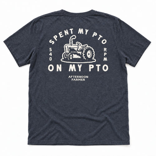 Spent My PTO on My PTO Tee in Heather Navy, full back