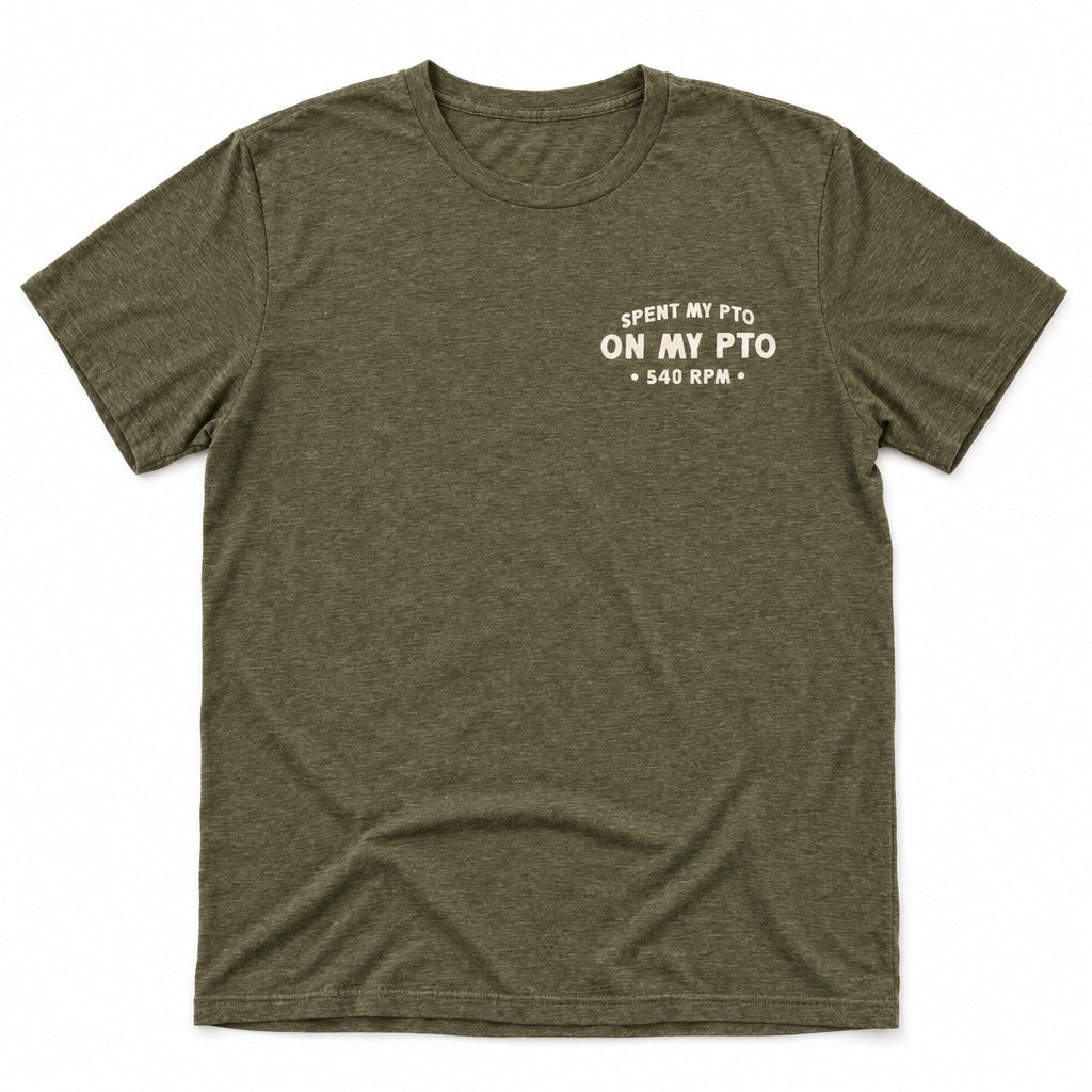 Spent My PTO on My PTO Tee in Heather Olive, full front