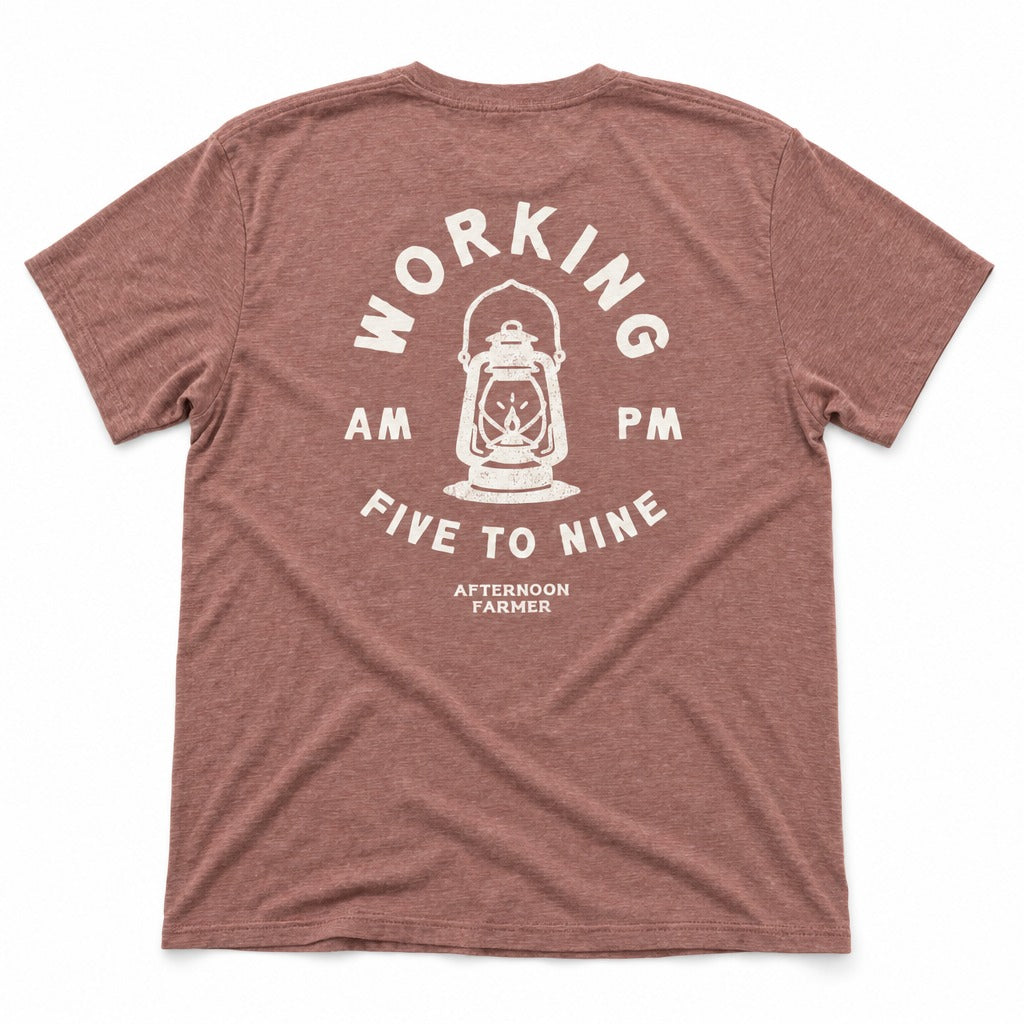 Working 5 to 9 Tee in Heather Mauve, full back